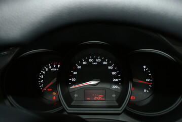 Naklejka premium car dashboard with speedometer