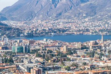 Fototapeta na wymiar Aerial view of Lecco and his lake