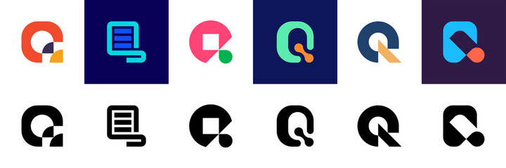 Set of letter Q. Icon design. Template elements - Collection of vector sign