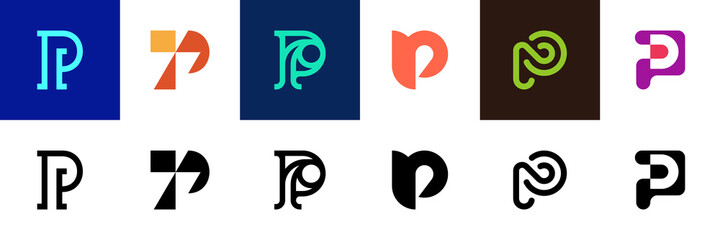 Set of letter P. Icon design. Template elements - Collection of vector sign