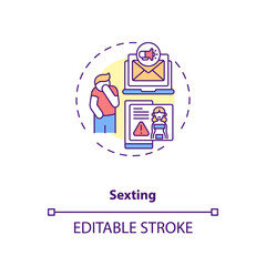 Naklejka premium Sexting culture concept icon. Sending erotic, nude pictures to partner ideas thin line illustration. Taking sexy messages or images vector isolated outline RGB color drawing. Editable stroke