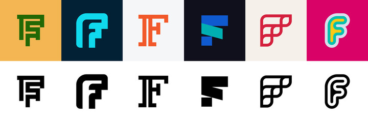 Set of letter F. Icon design. Template elements - Collection of vector sign