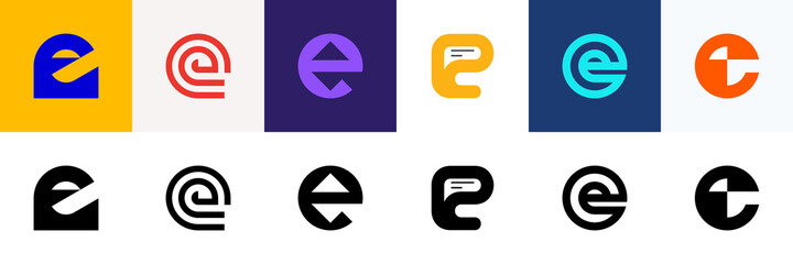 Set of letter E. Icon design. Template elements - Collection of vector sign