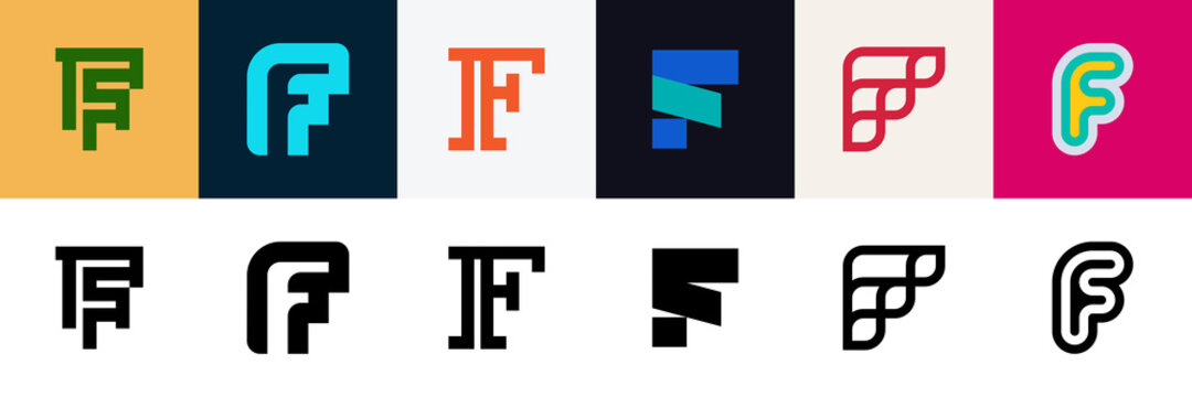 Set of letter F. Icon design. Template elements - Collection of vector sign