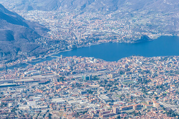 Aerial view of Lecco and his lake