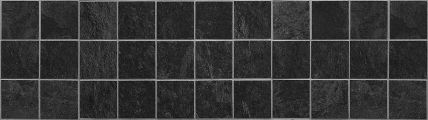 Grunge dark natural stone slates square mosaic tile mirror / tiles wall background slate texture