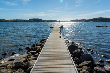 Obraz premium Wooden Jetties in Summer, No People.