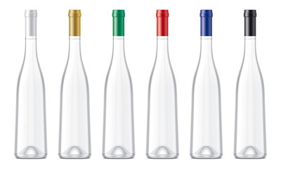 Set of Bottles with color caps. 