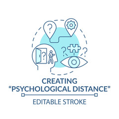 Creating psychological distance blue concept icon. Strategy for decision making. Problem solving and analysis idea thin line illustration. Vector isolated outline RGB color drawing. Editable stroke
