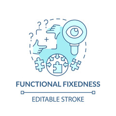 Functional fixedness blue concept icon. Cognitive bias. Limit in critical thinking. Mental block problem idea thin line illustration. Vector isolated outline RGB color drawing. Editable stroke