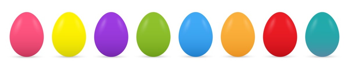 Easter eggs. Vector collection of realistic colorful eggs. Holiday illustration.