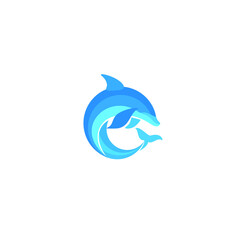 Vector illustration of a dolphin logo icon
