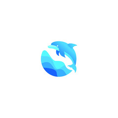 Vector illustration of a dolphin logo icon
