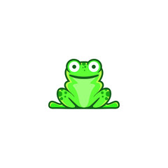 Cute green frog cartoon character icon logo isolated on white background
