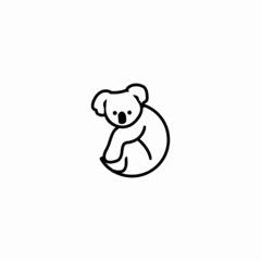 Fototapeta premium Cute koala cartoon icon logo, vector illustration