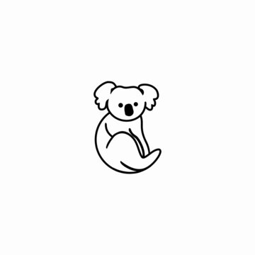 Cute koala cartoon icon logo, vector illustration