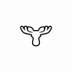 Vector illustration of a black silhouette of an elk. 
Isolated white background. moose head with horns icon
