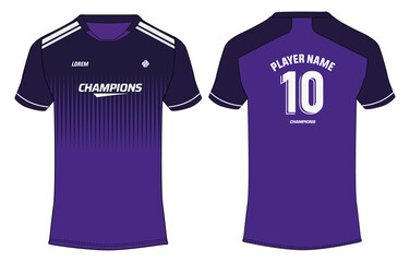 Sports jersey t shirt design concept vector template, Orlando football jersey concept with front and back view for Cricket, soccer, Volleyball, Rugby, tennis and badminton uniform