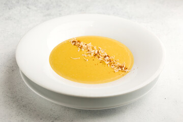 pumpkin puree soup with croutons