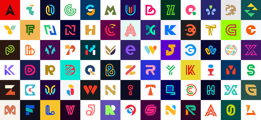 Abstract collection with letters. Geometrical abstract logos. Icon design