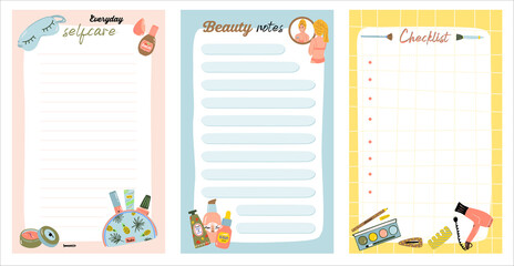 Set of beauty planner list - obrazy, fototapety, plakaty