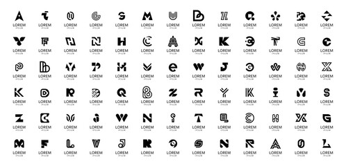 Abstract collection with letters. Geometrical abstract logos. Icon design