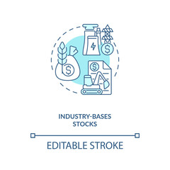 Industry-based stocks concept icon. Stock type idea thin line illustration. Company sectors. Providing industrial products and services. Vector isolated outline RGB color drawing. Editable stroke
