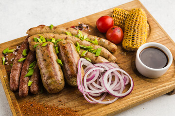 various meat homemade sausages