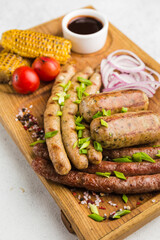 various meat homemade sausages