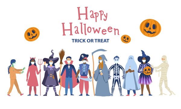 Fairy-tale and mythical characters in face masks