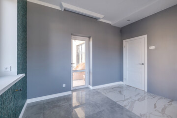 empty gray room with repair and without furniture