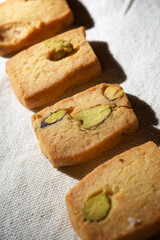 Pistachio cookies close up