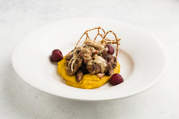 stewed liver with pumpkin puree