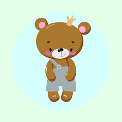 Сute teddy bear in panties with a crown on his head 