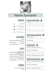 Professional personal resume cv with green highlight in white design