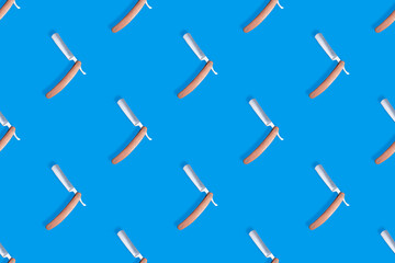 Straight razor seamless pattern. Background on the theme of a hairdressing salon.