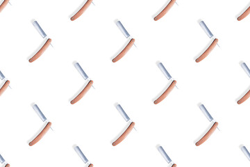 Straight razor seamless pattern. Background on the theme of a hairdressing salon.