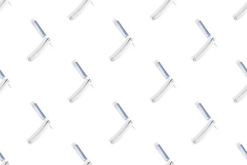 Straight razor seamless pattern. Background on the theme of a hairdressing salon.