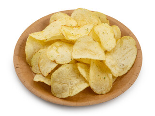 Potato chips on plates made from eco friendly cardboard