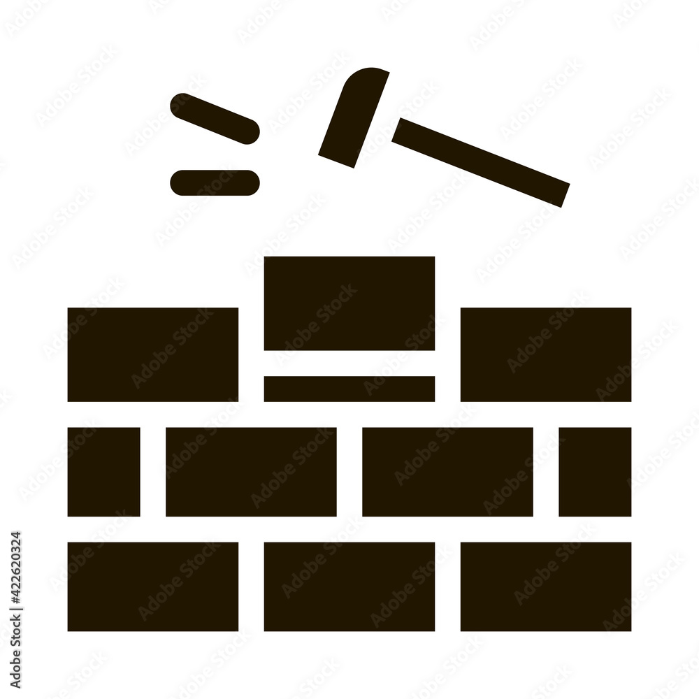 Poster Installing Brick Icon Vector Glyph Illustration