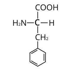 Phenylalanine is an amino acid. Chemical molecular formula Phenylalanine Amino Acid. Vector illustration on isolated background