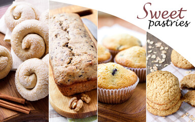 Collage of homemade sweet pastry