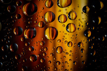 Raindrops with true red golden hour sunset
