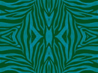 Fototapeta na wymiar Seamless Ethnic Pattern. Fashion Exotic Leather Design. Geometric Safari Background. Green Zebra Fur. Zoo Wave Stripe. Ethnic Print. Watercolor African Wallpaper. Zebra Skin. Ethnic Texture.