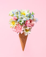Floral ice cream cone
