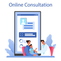 Pediatrician online service or platform. Doctor examining a child