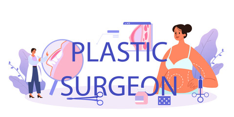Plastic surgeon typographic header. Idea of body and face correction