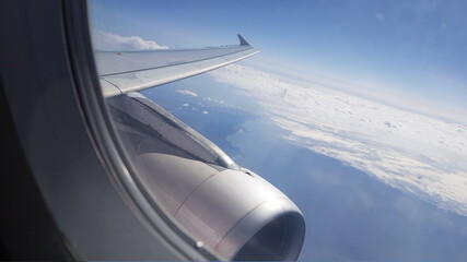 Fototapeta na wymiar VIEW OF THE SKY FROM AN AIRPLANE