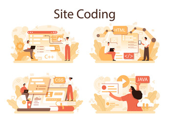 Website development set. Support and development service. Web page