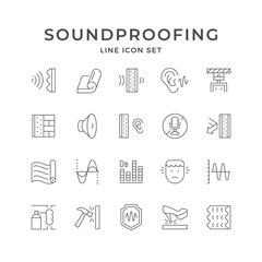 Set line icons of soundproofing - obrazy, fototapety, plakaty